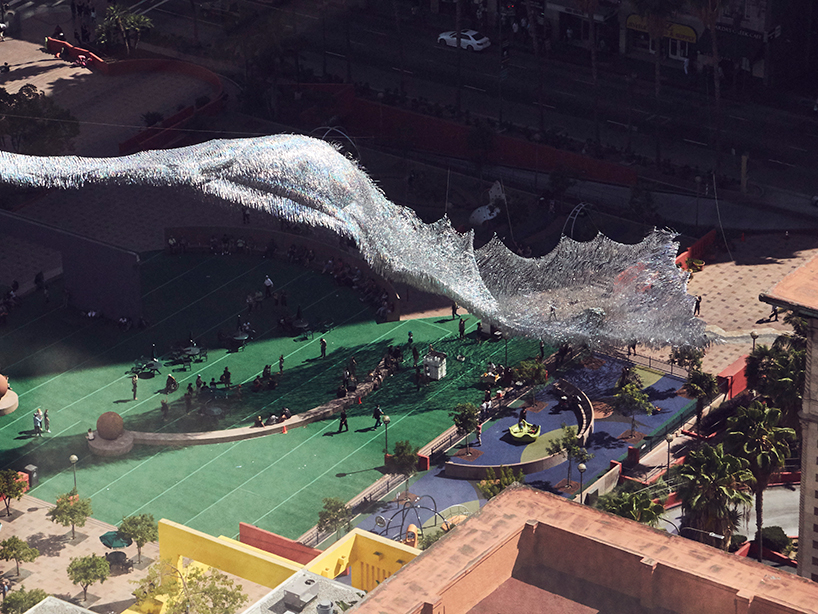 patrick shearn's liquid shard glistens above LA's pershing square. — original article image