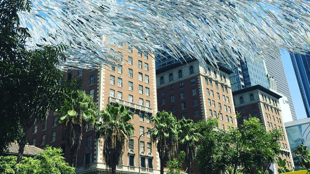 See a Silvery Art Installation Flutter over L.A.’s Pershing Square. — original article image